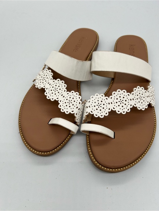 Kensie Shoes - kensie White Floral Laser-Cut Toe-Loop Slide Sandals